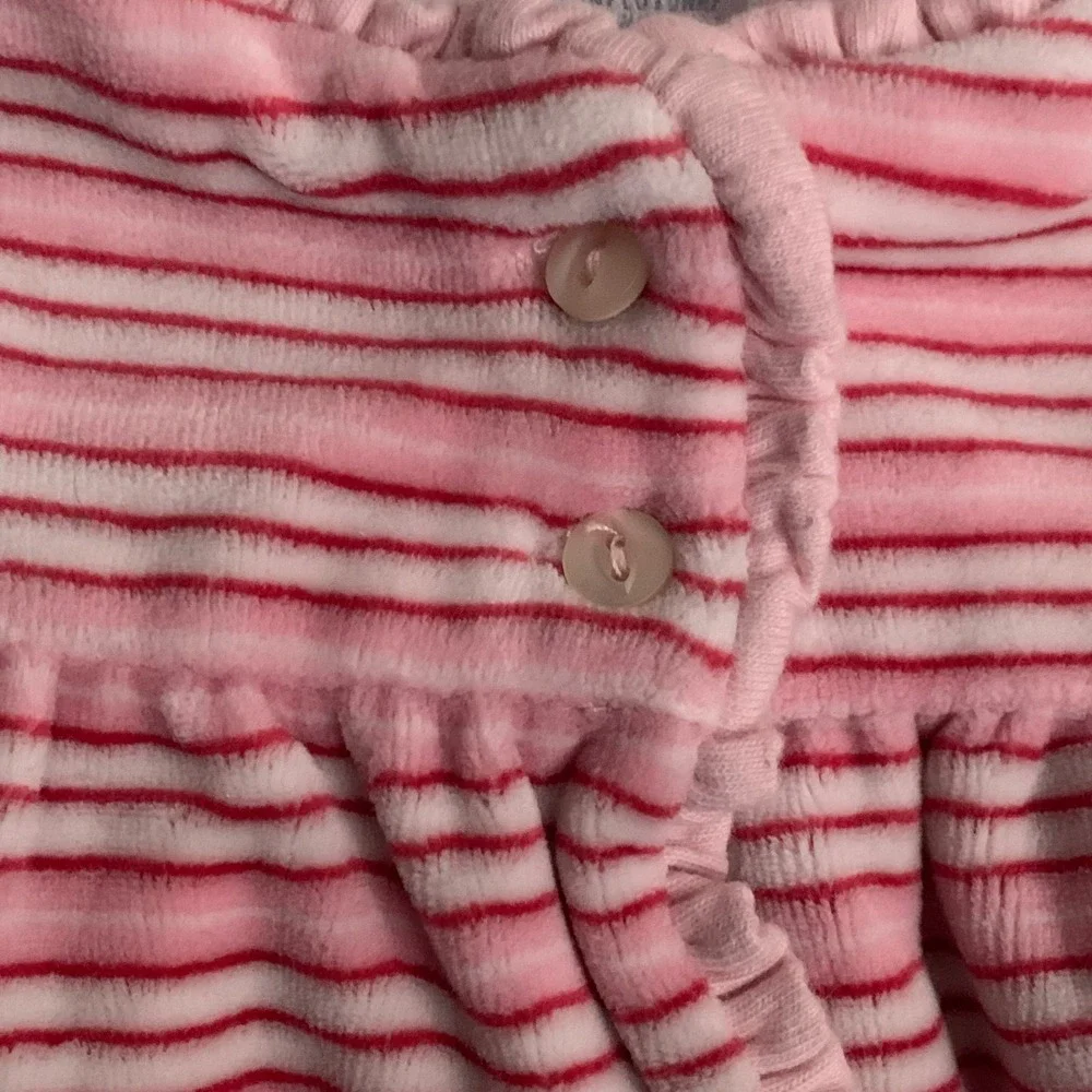 Ralph Lauren Baby Girl Pink Stripe Velour Button Front Dress 3 Months Valentine